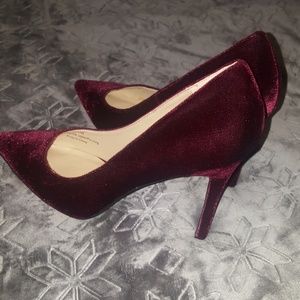 Burgundy Velvet SHOES New New